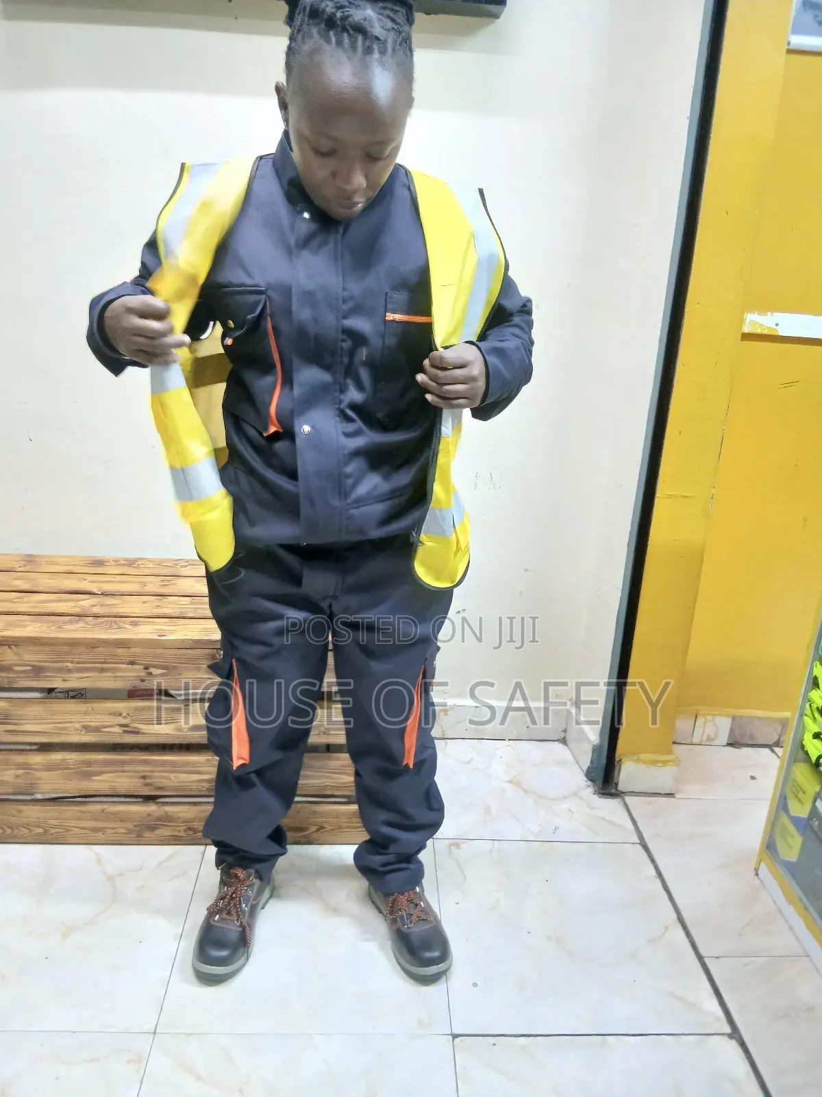 Navy Blue Cargo-Style Specialized Construction Coveralls