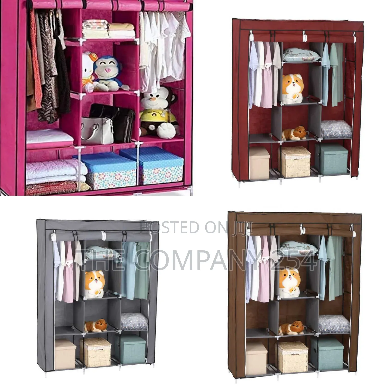 Orignal 3 Column Metallic Portable Wardrobes With Washable Canvascover