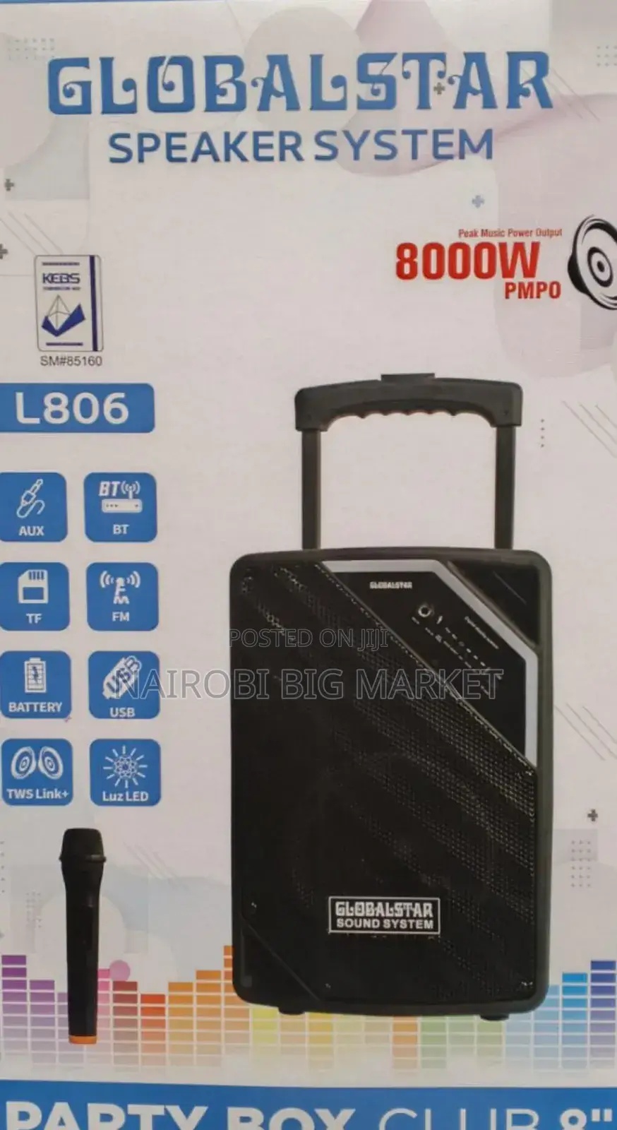 Globalstar Portable Club 8 Inches  Trolley Portable Speaker