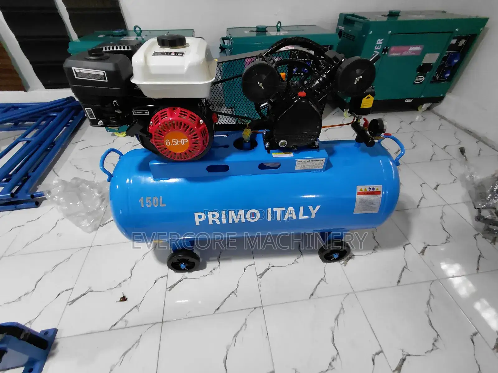 Primo Italy 150l Petrol Air Compressor Machine.