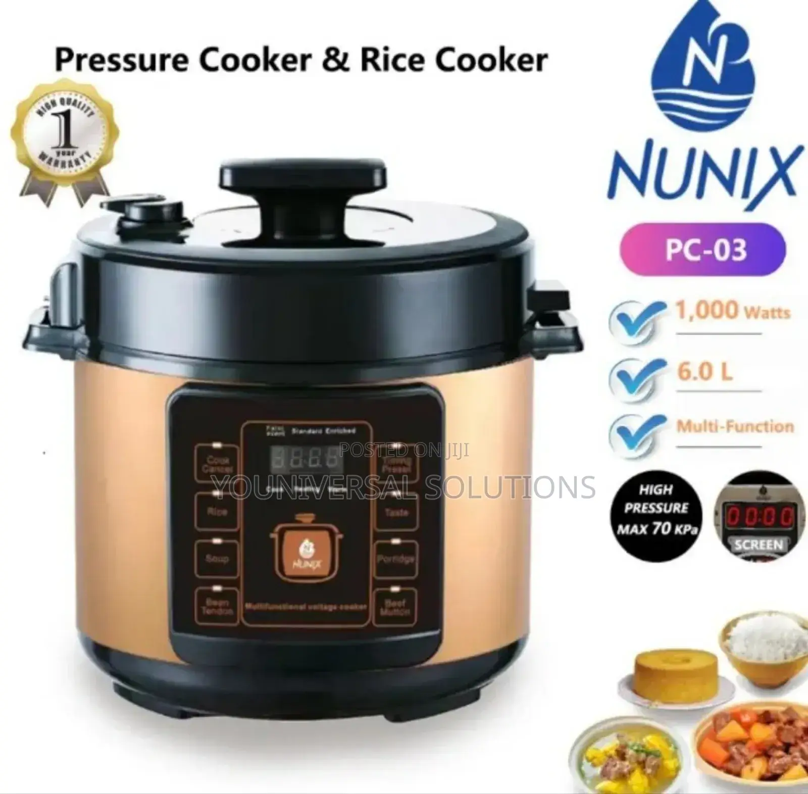 6litres Electric Pressure Cooker Nunix