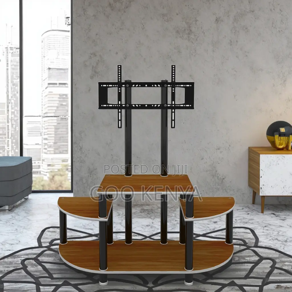 Home Tv Stand; Modern Wooden Tv Stand With Open Shelves and Tv Mount