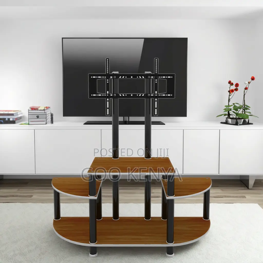Home Tv Stand; Modern Wooden Tv Stand With Open Shelves and Tv Mount