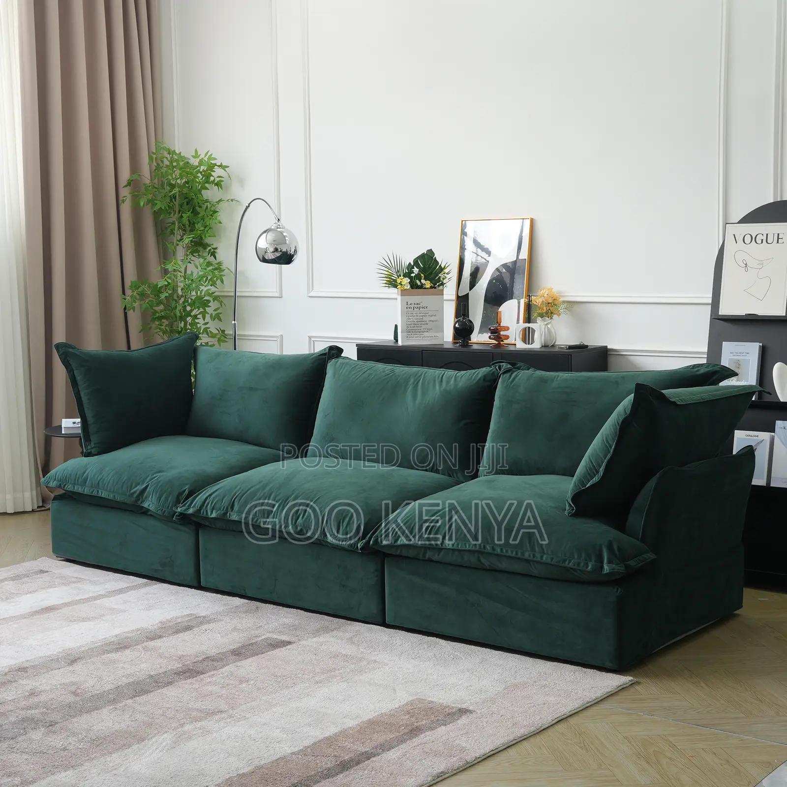 Home Sofa; Modern Home Furniture 3-Seat Fabric Sofa With Soft Cushions