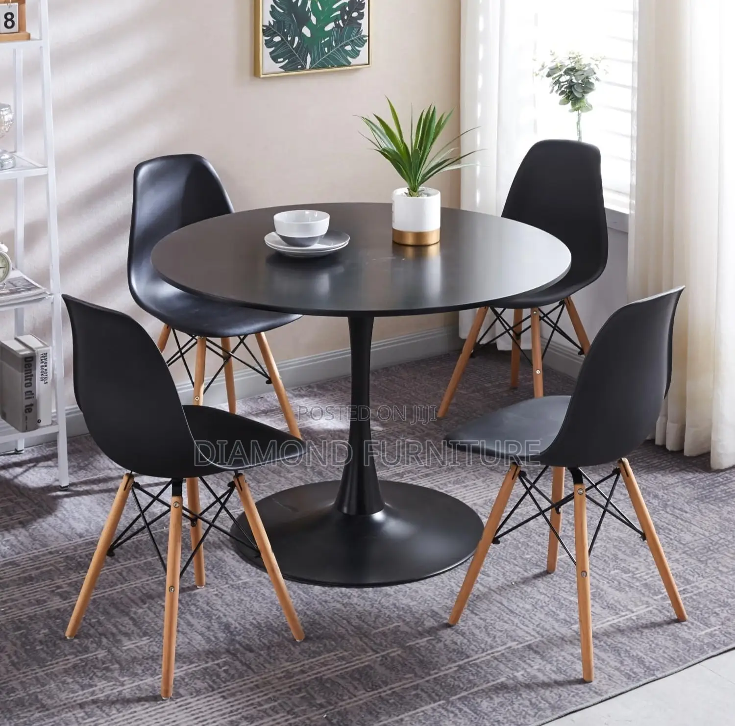 Home Furniture; {4-Seater} Modern Wooden Dining Table Set With Chairs
