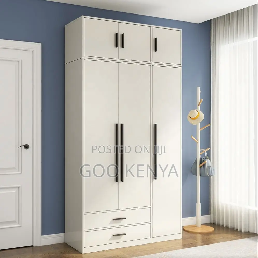 Home Wardrobe; MDF Double Door Bedroom Closet With Two Drawers