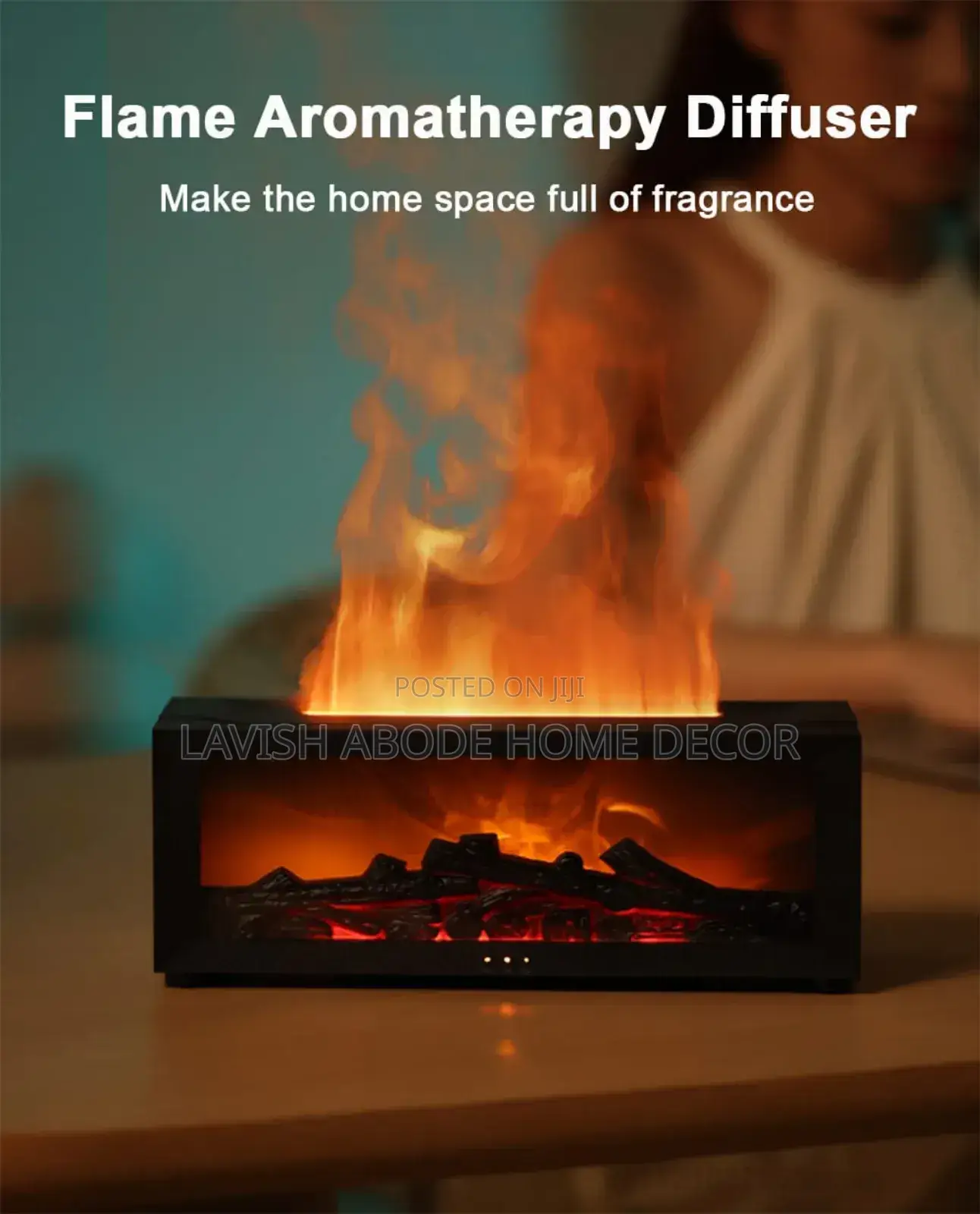 Fireplace Aroma Essential Oil Diffuser With Led Light Remote Control