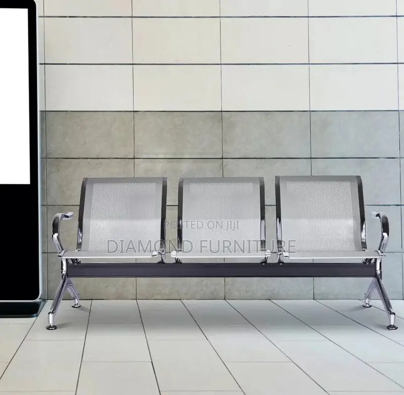 Office Furniture; Durable {3-Seater}Office Waiting Bench With Armrests