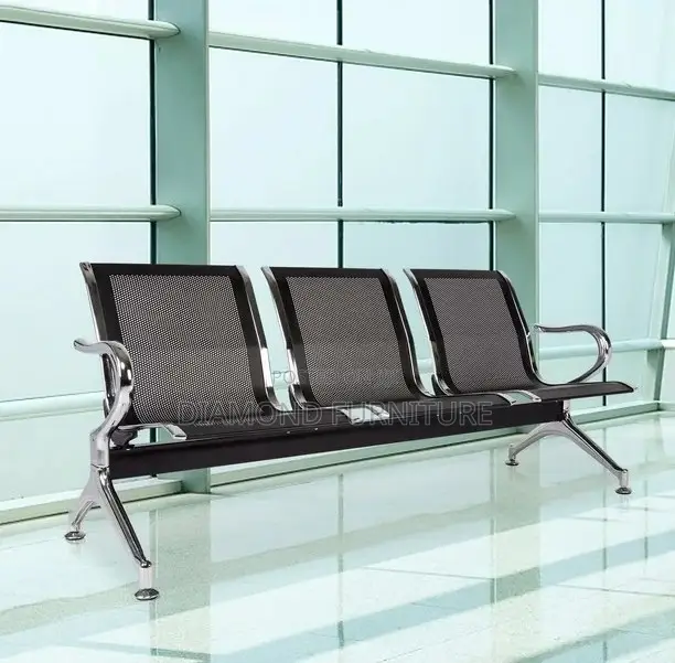 Office Furniture; Durable {3-Seater}Office Waiting Bench With Armrests