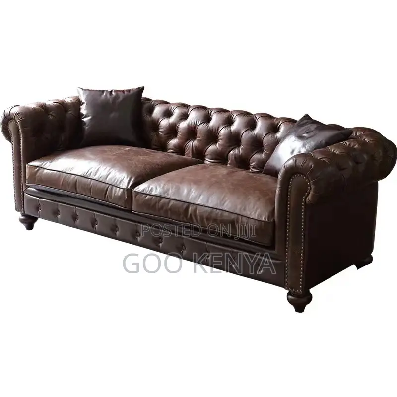 Home Sofa; 3-Seater Home Living Room Leather Couch