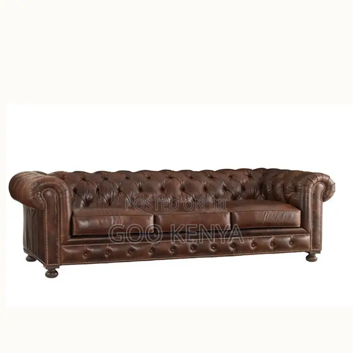 Home Sofa; 3-Seater Home Living Room Leather Couch