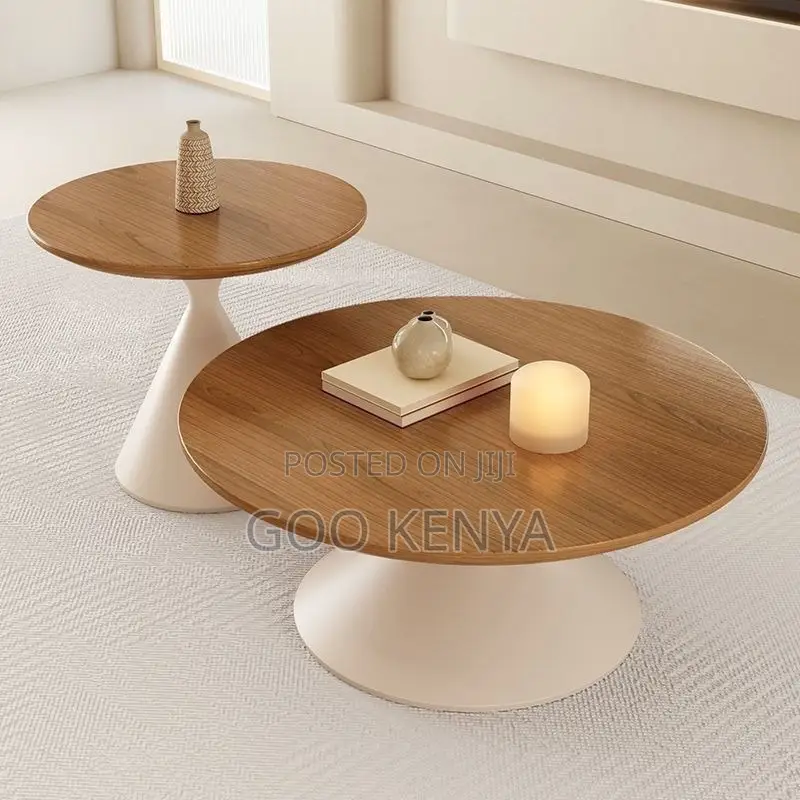 Home Coffee Table; Round Wooden Twin Coffee Table for Living Room