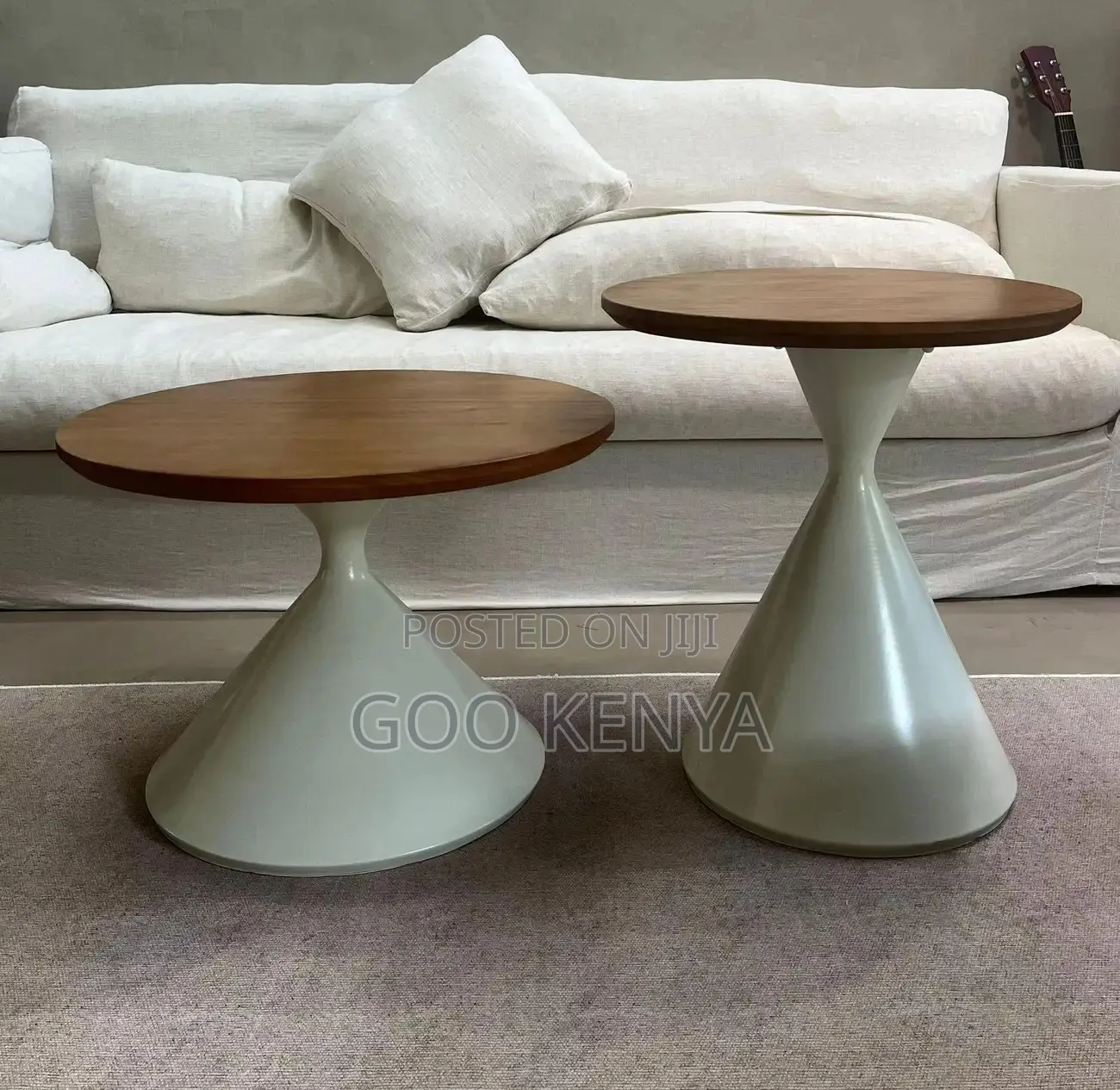 Home Coffee Table; Round Wooden Twin Coffee Table for Living Room