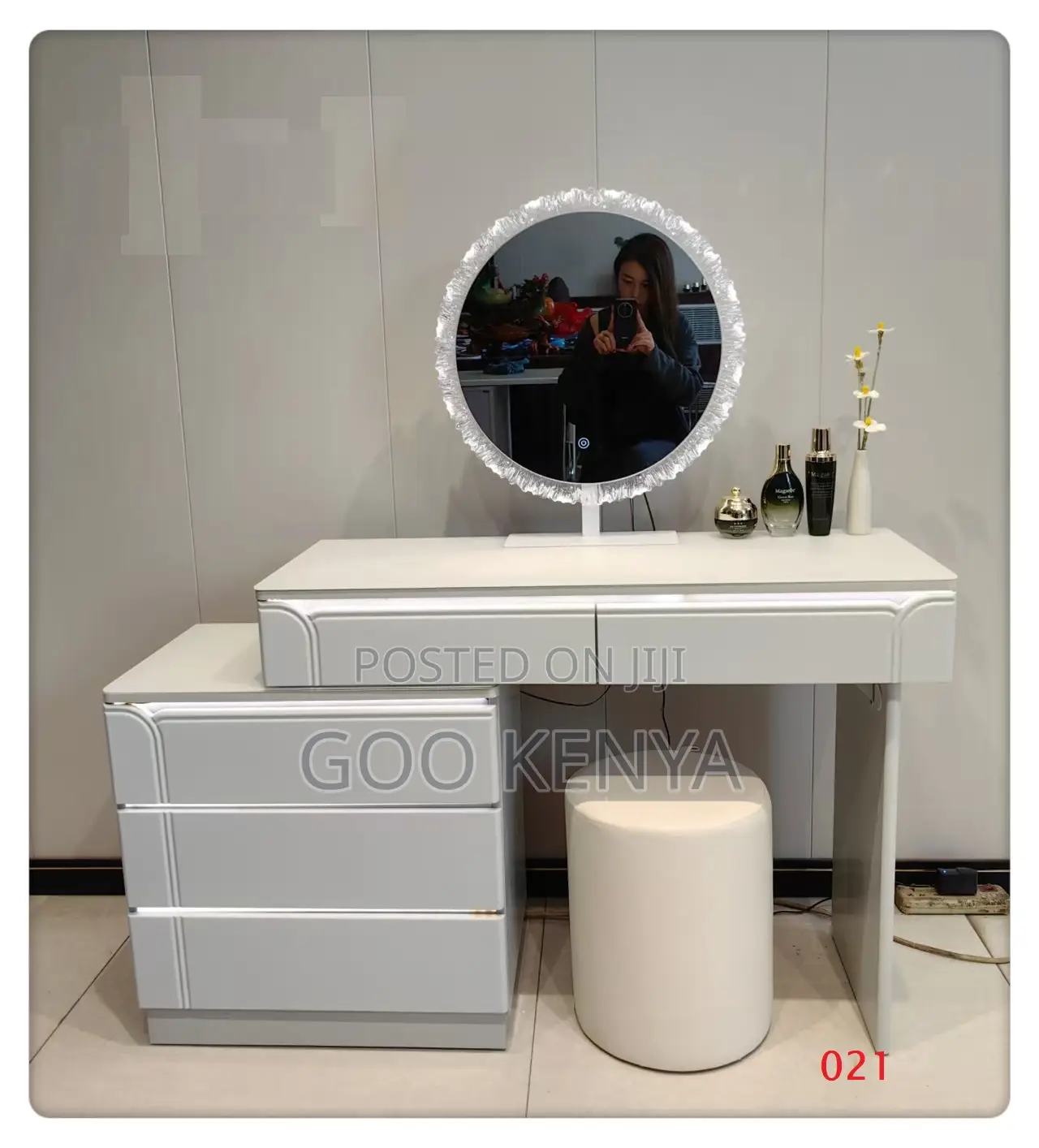 Home Dresser; Wooden Dressing Table Set With Led Mirror