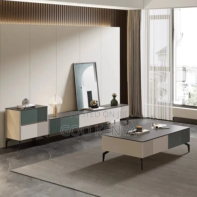 Home Tv Set; MDF Home Lockable Drawers Tv Cabinet and Coffee Table Set