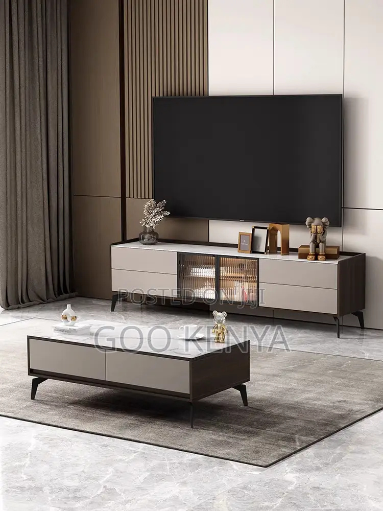 Home Tv Set; MDF Home Lockable Drawers Tv Cabinet and Coffee Table Set