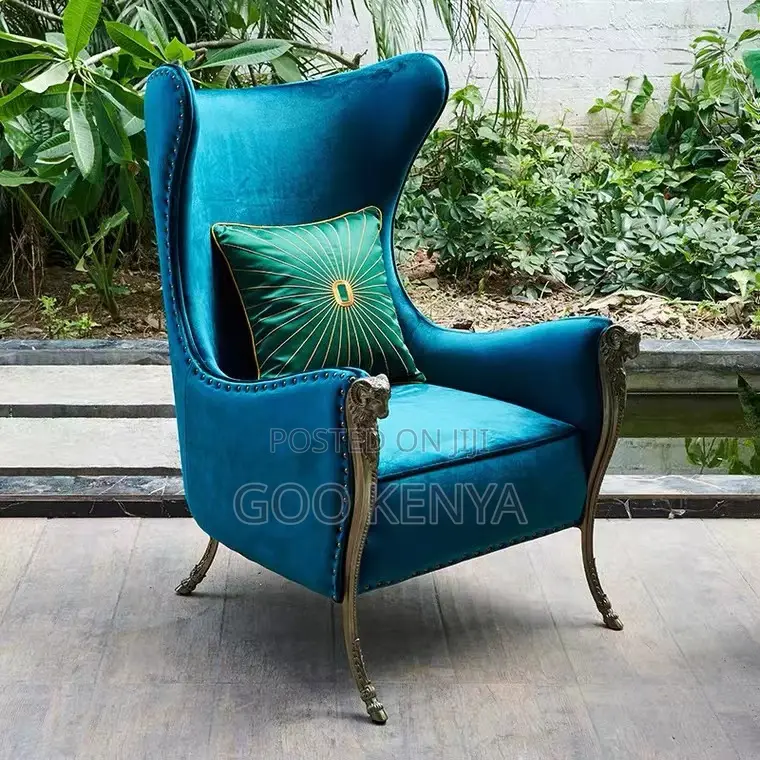 Home Chair; Single Seater Leather Accent Chair With Gold Base