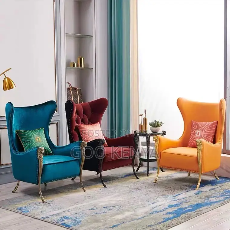 Home Chair; Single Seater Leather Accent Chair With Gold Base