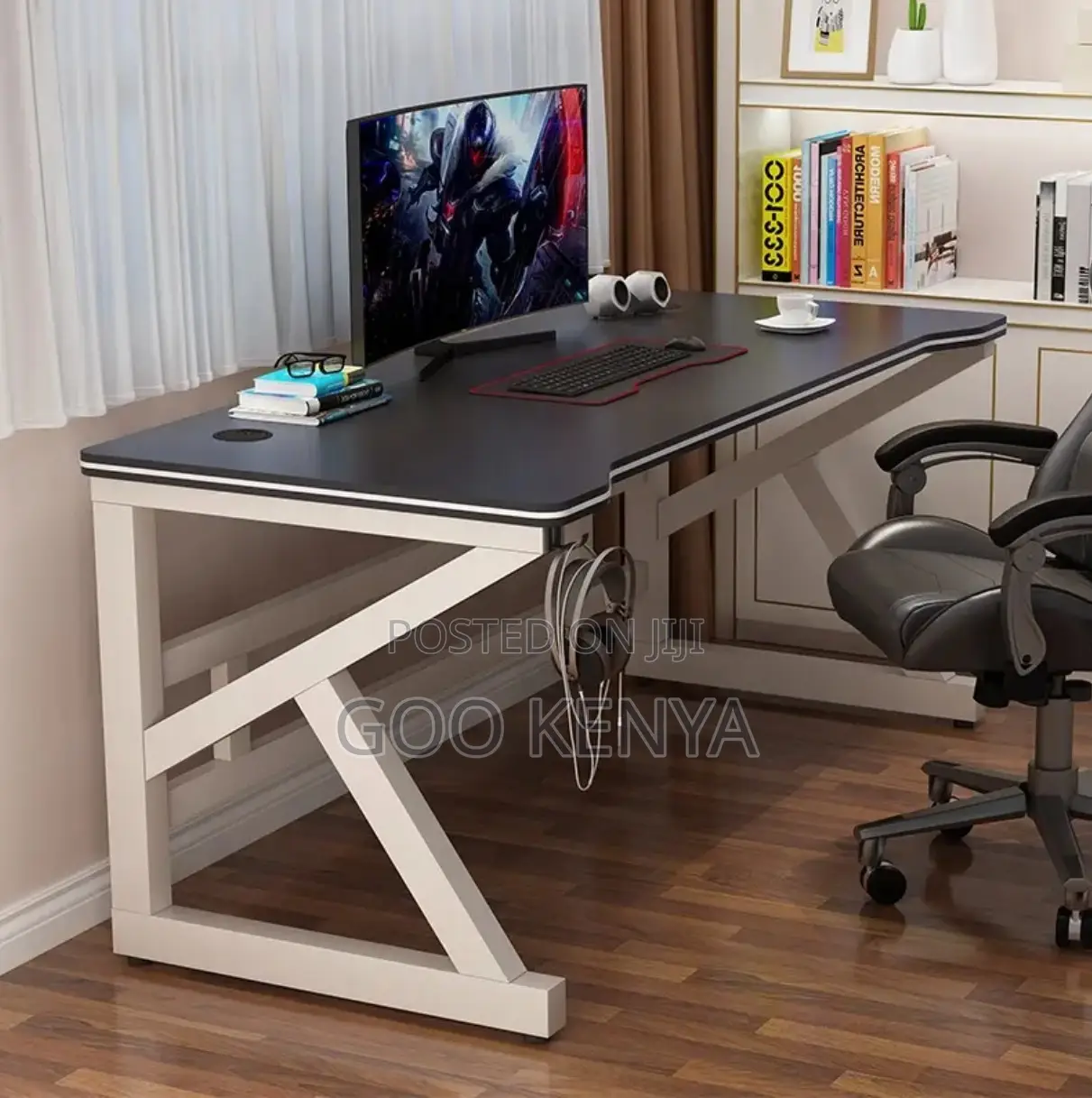 Office Desk; 1.2meter Wooden Home Computer Desk With Metal Base