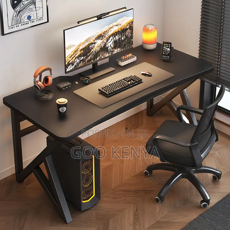 Office Desk; 1.2meter Wooden Home Computer Desk With Metal Base
