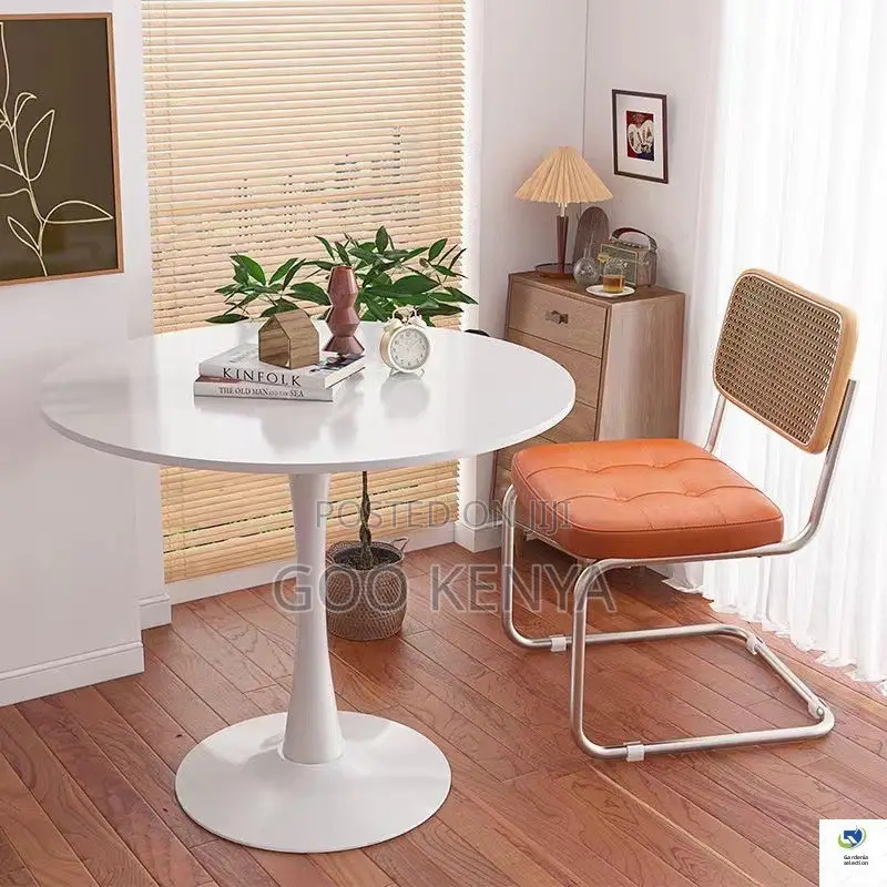 Home Coffee Table; Round Shaped White Marble Balcony and Dining Table