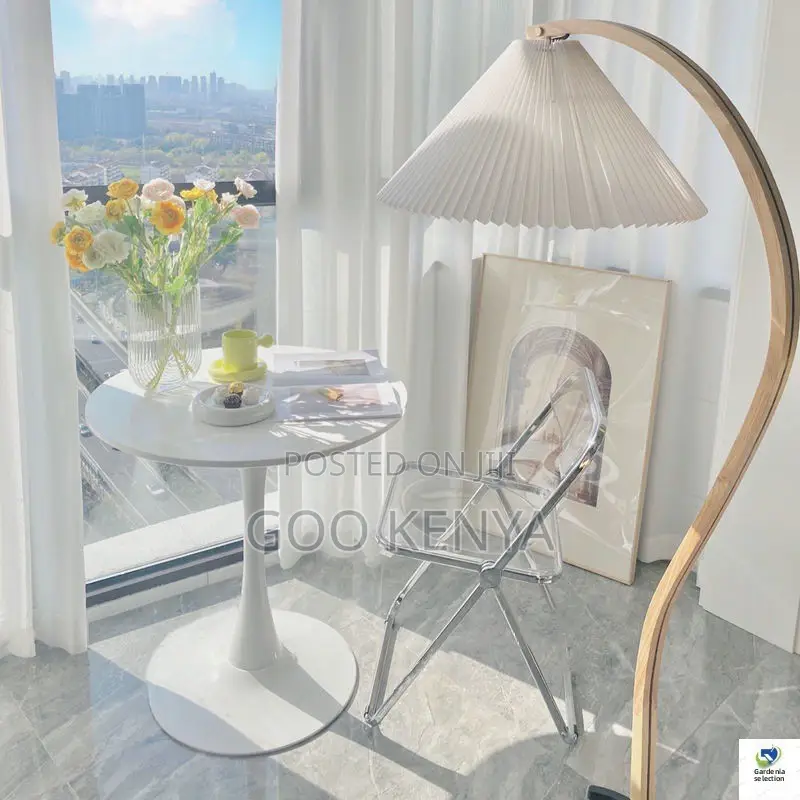 Home Coffee Table; Round Shaped White Marble Balcony and Dining Table