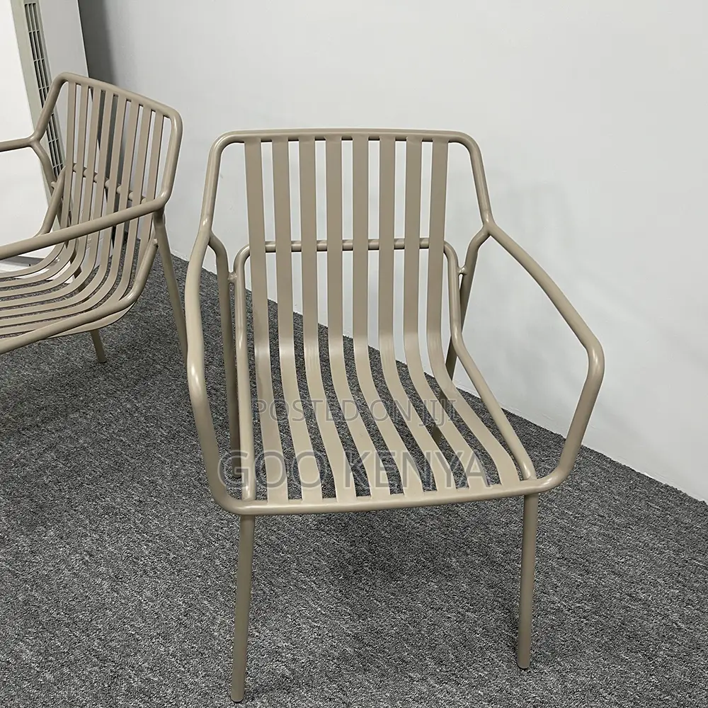 Garden Chair; Striped Outdoor Plastic Chair With Arms