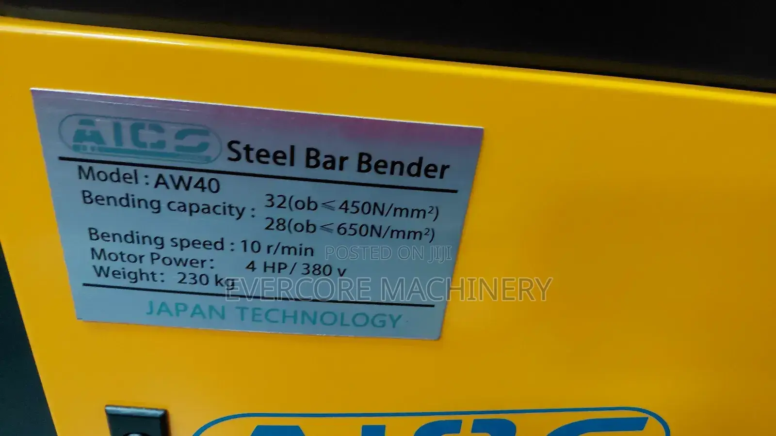 Aico Japan Commercial Steel Bar Bender 4hp/380v