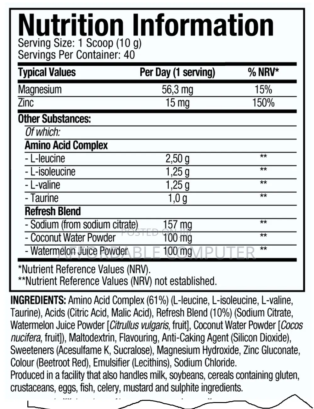 Muscletech Amino Build Bcaa+ Formula Amino Zero Sugar
