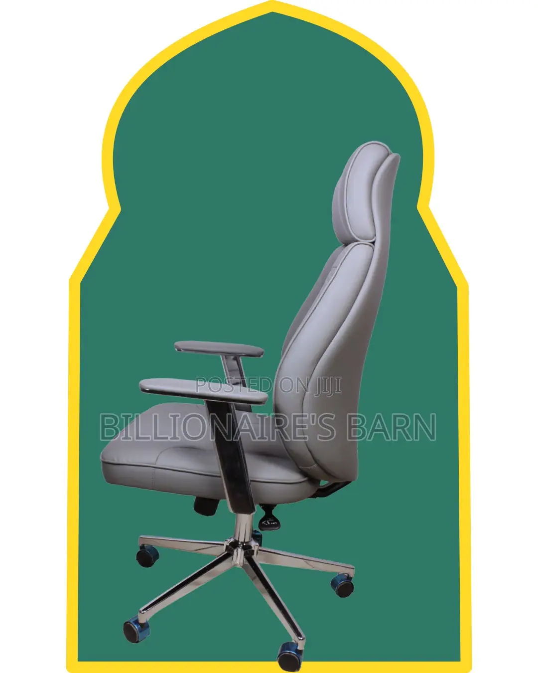 Grey Executive Leather Office Chair | Imported Padded Armrests