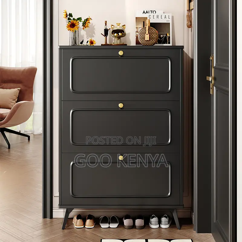 Home Shoe Rack; Wooden 3-Drawer Flip Shoe Cabinet