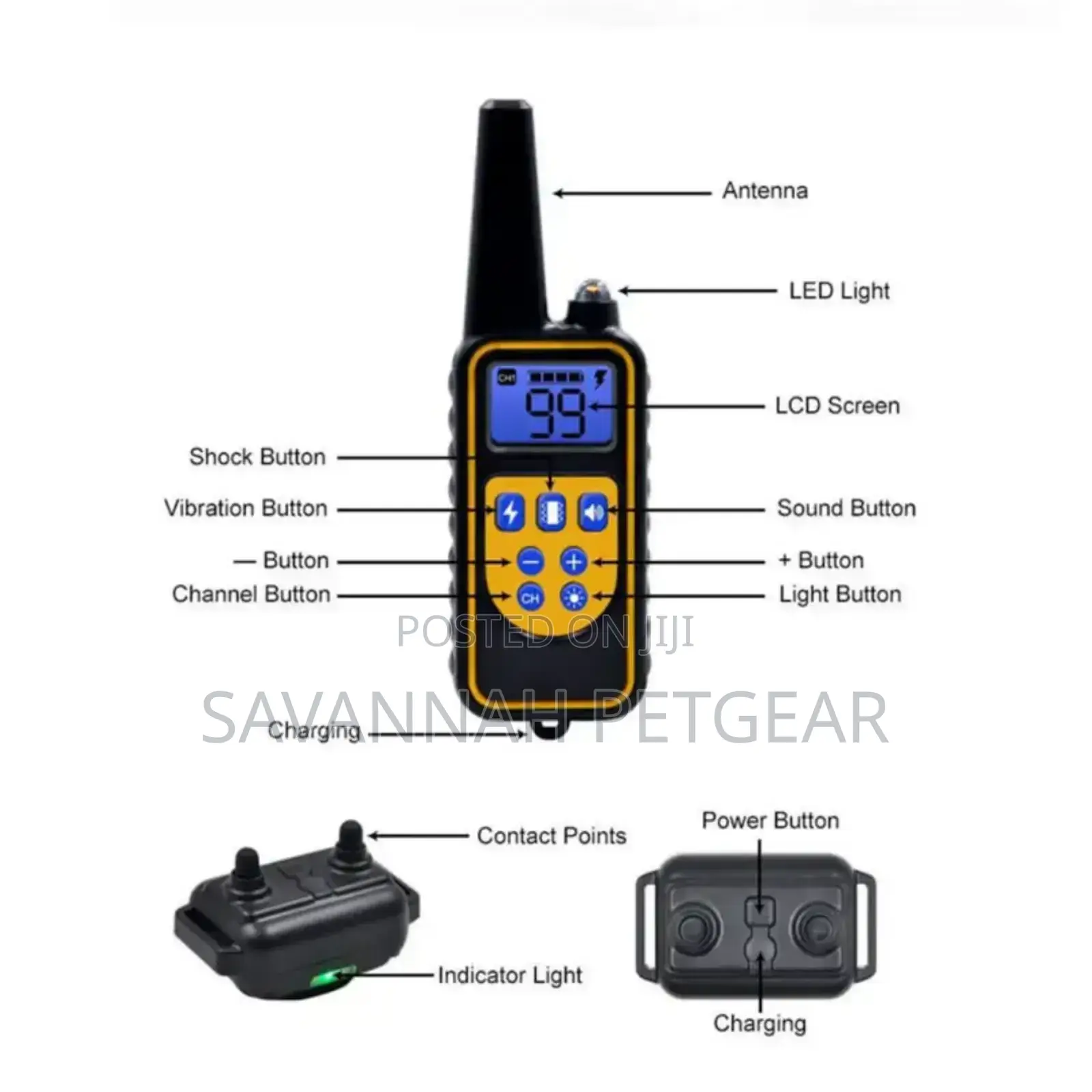800m Waterproof Anti-Barking Rechargeable Training E-Collar for 2 Dogs
