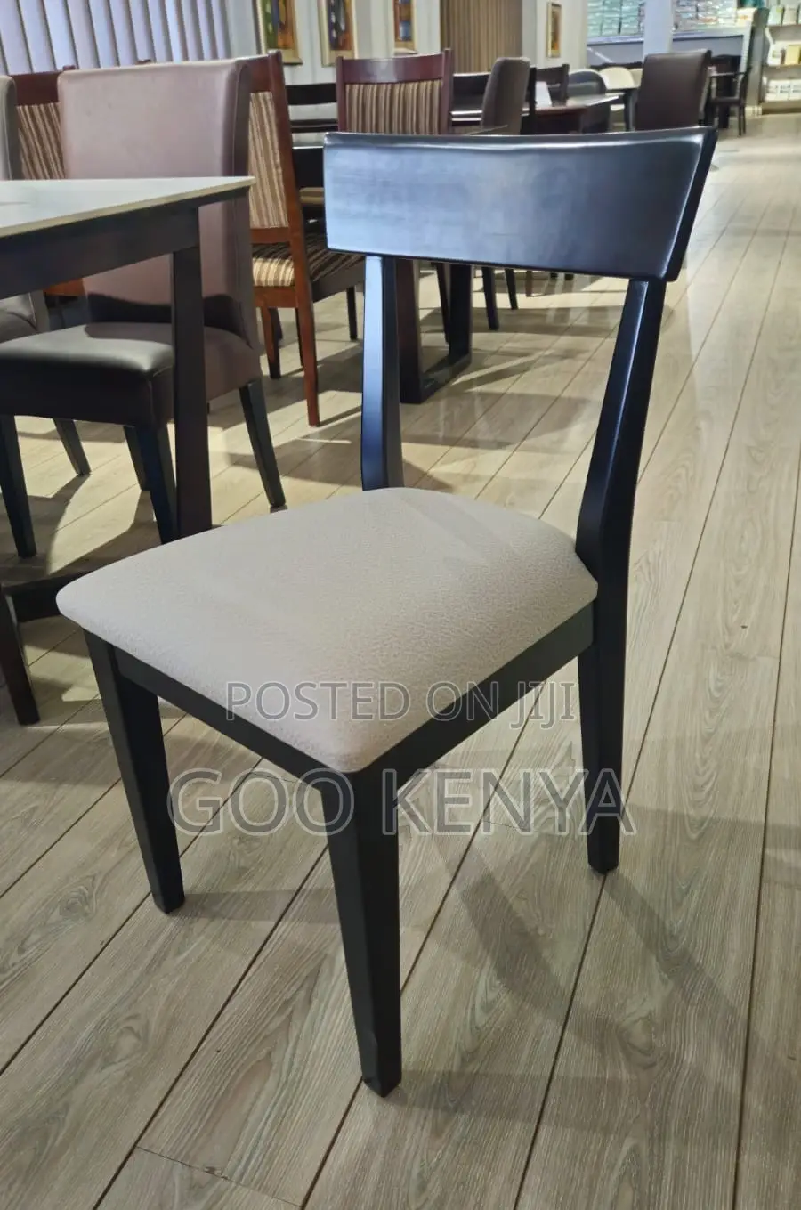 Home Chair; Armless Wood Dining Chair With Leather Seat