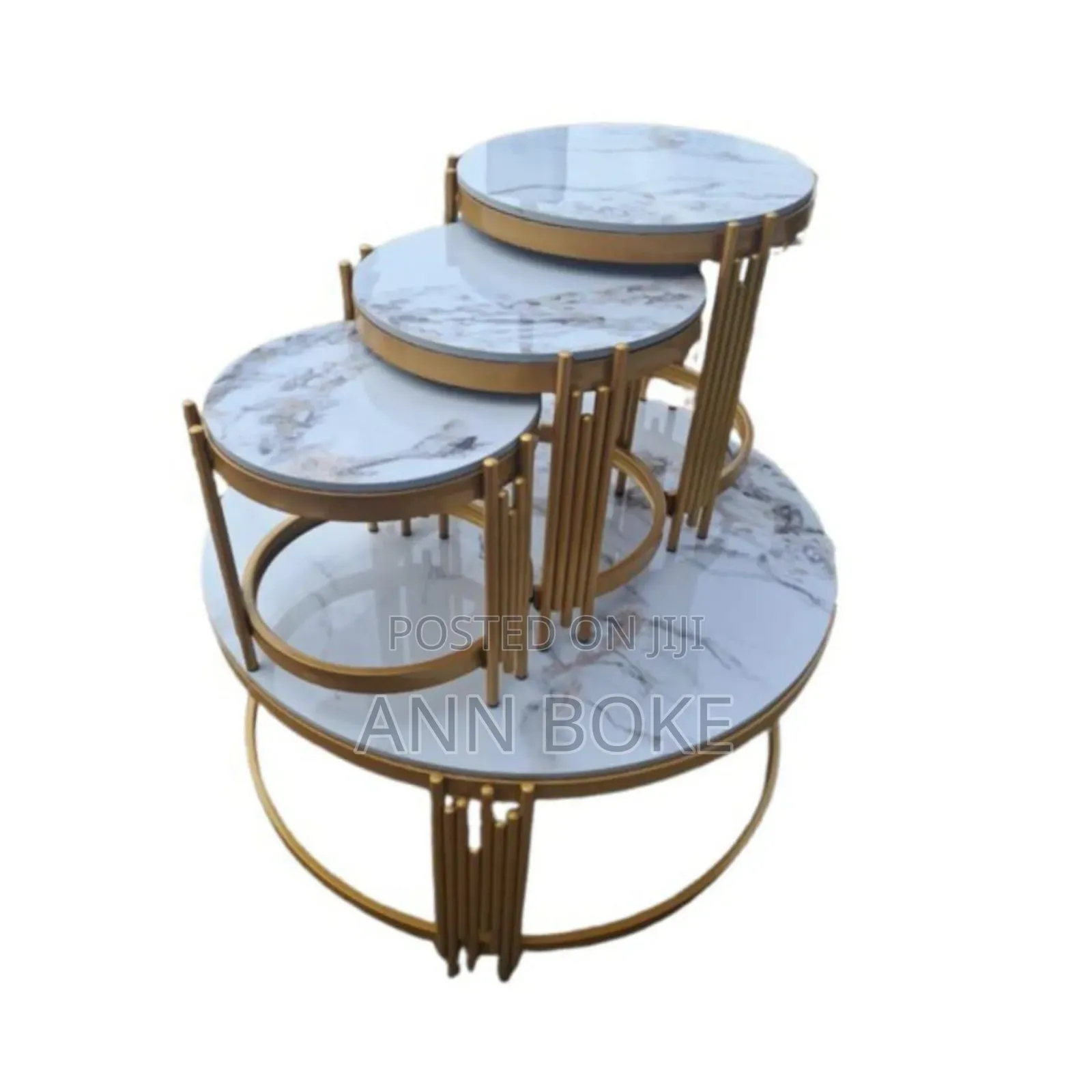 4 in 1 Marble Nesting Tables in Golden Stands at Dimensions: