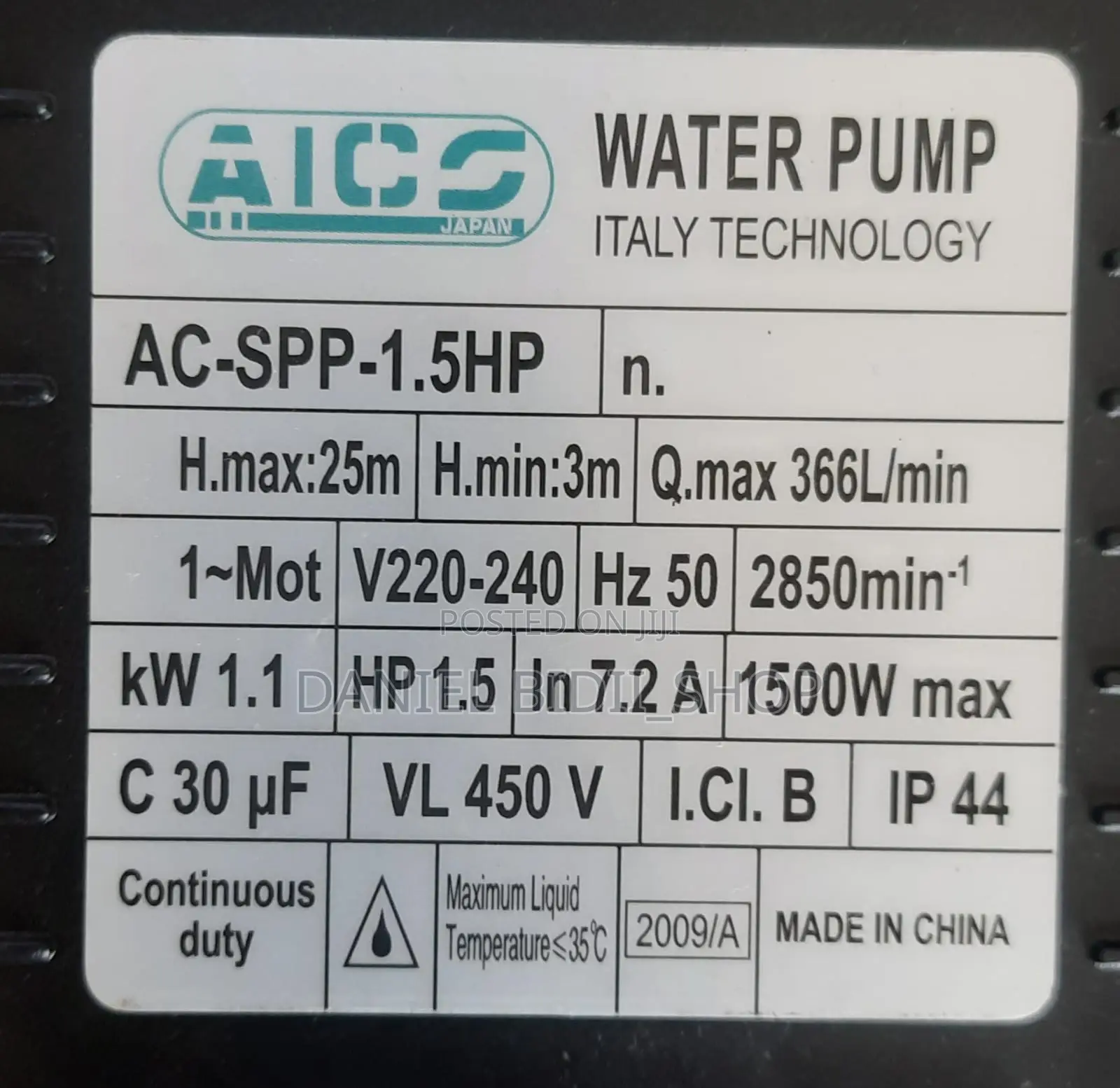 Ac-spp-1.5hp Aico Japan Swimming Pool Pump Head Max 25 Mtrs 366l/Min