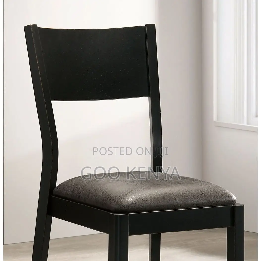 Home Chair; Modern Armless Chair With Wooden Base and Leather Seat