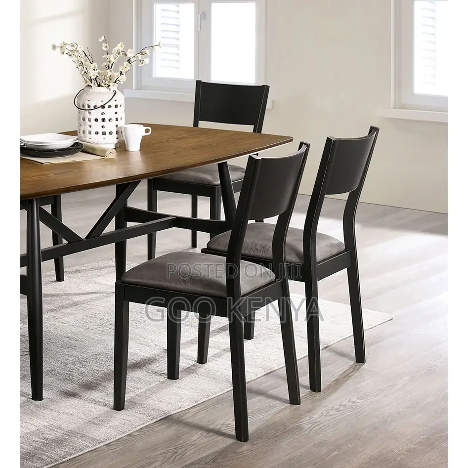 Home Chair; Modern Armless Chair With Wooden Base and Leather Seat