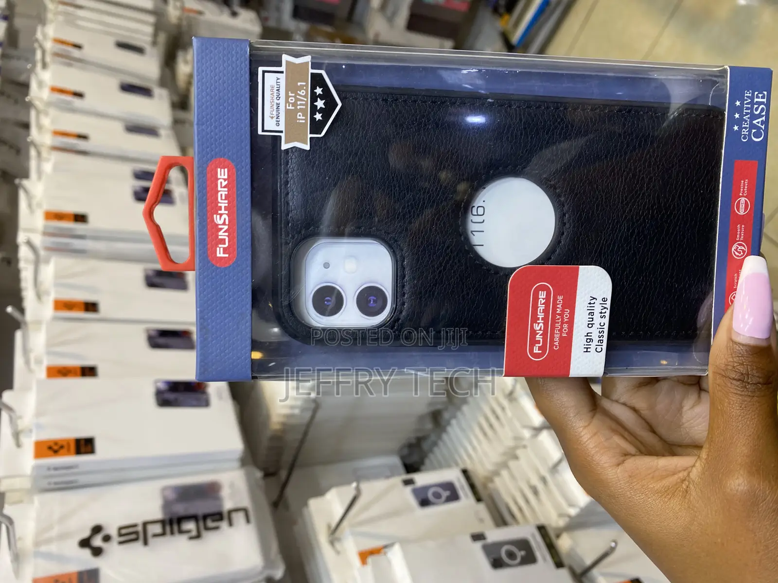 Nshine Pu Flexible Leather Back Case With Logo Cut for iPhone 11