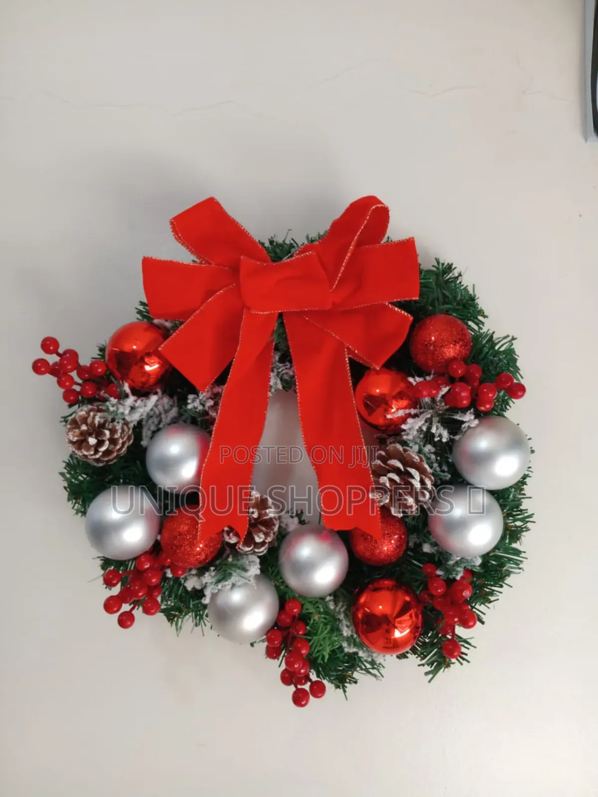 Christmas Red Wreath Front Door Hanging With Decorations*