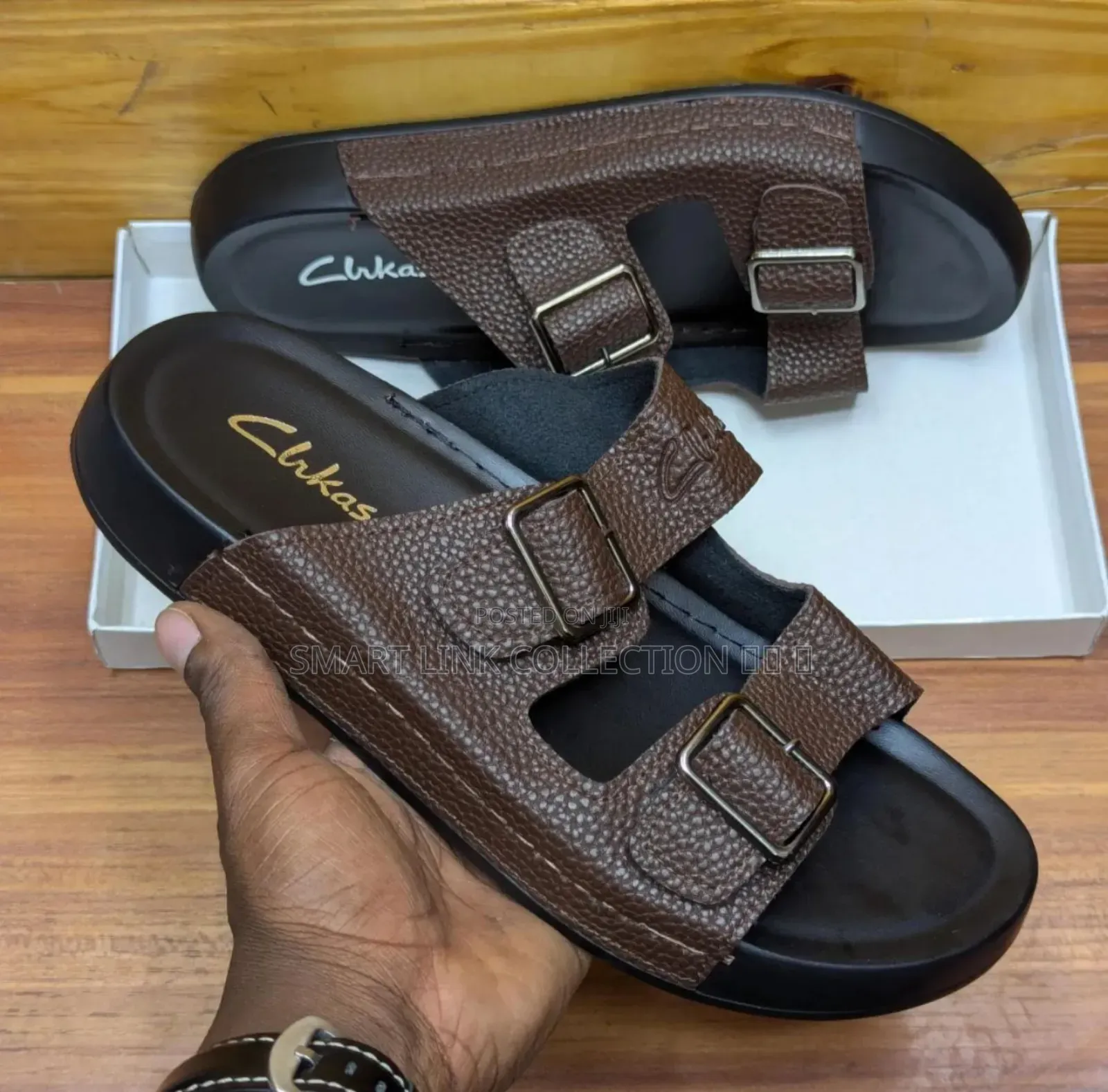 Leather Clarks Slides