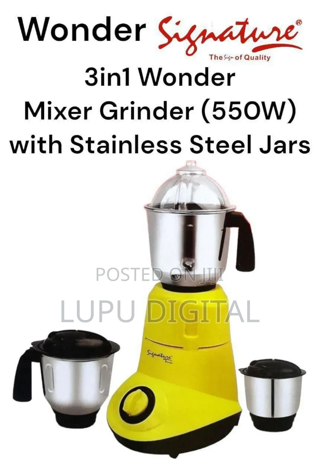 Signature Mixer Grinder (550watts ) With Stainless Steel Jars