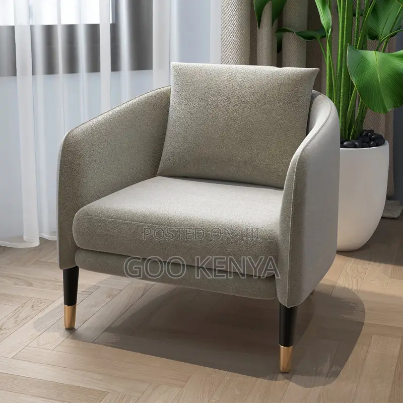Living Room Chair; Cushioned Single Seat Fabric Chair With Back