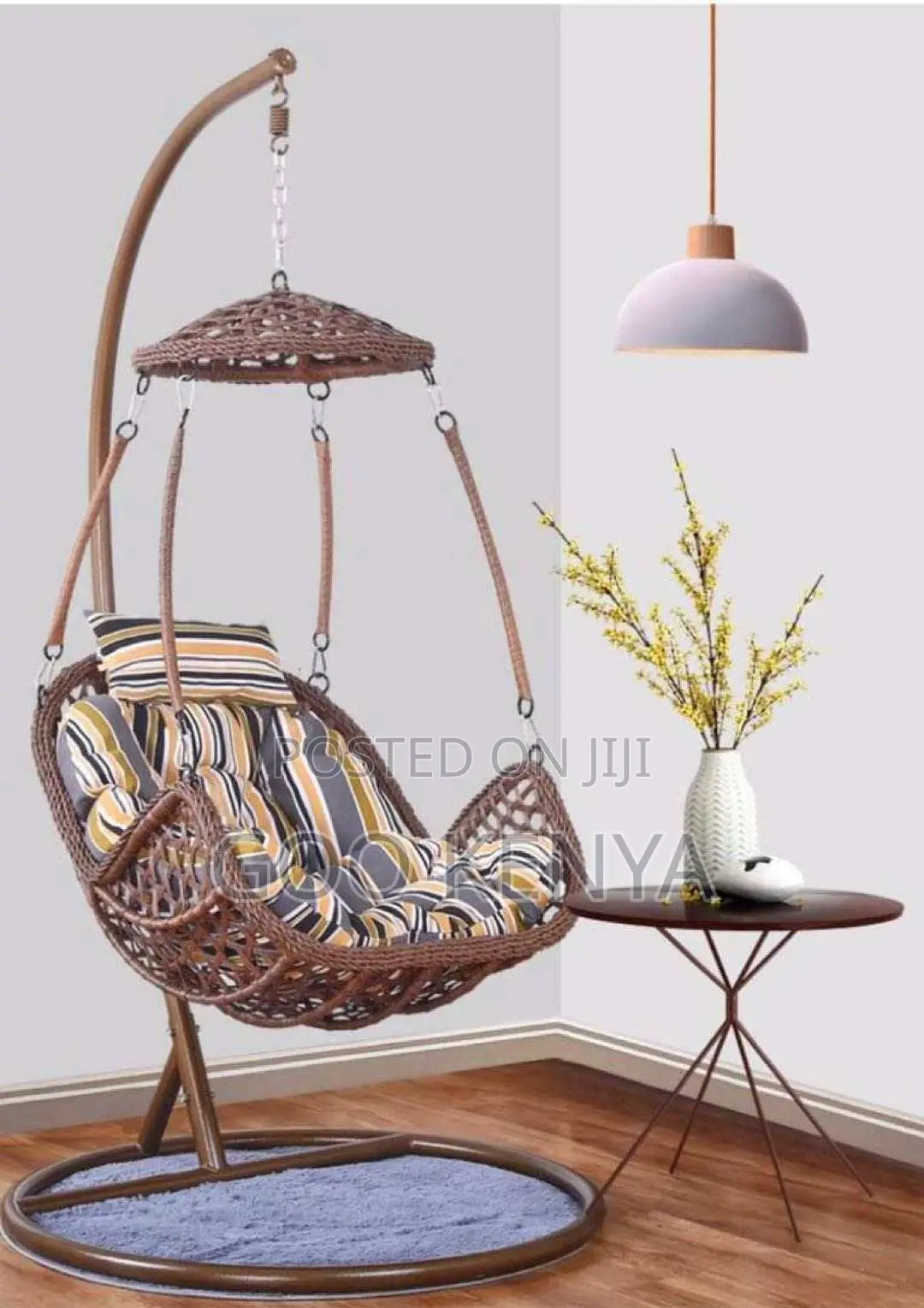 Outdoor Chair; Modern Egg-Shaped Hammock Swing Chair With Metal Stand