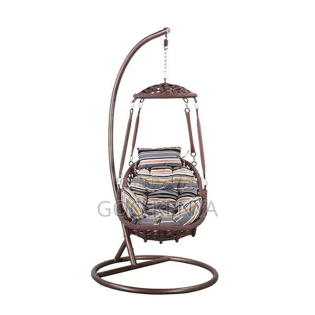 Outdoor Chair; Modern Egg-Shaped Hammock Swing Chair With Metal Stand