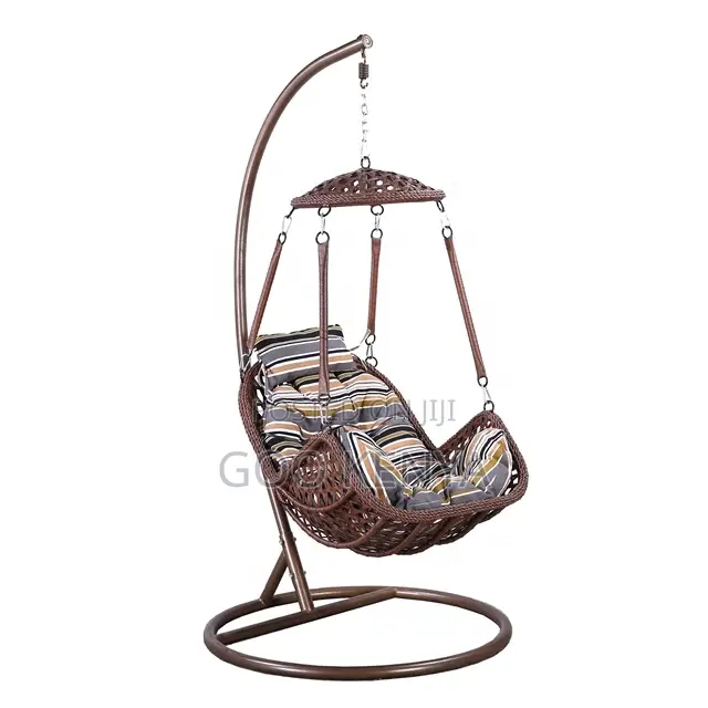 Outdoor Chair; Modern Egg-Shaped Hammock Swing Chair With Metal Stand