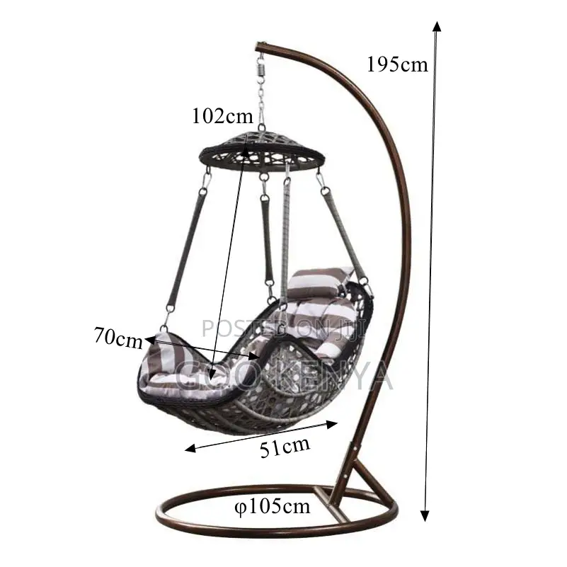 Outdoor Chair; Modern Egg-Shaped Hammock Swing Chair With Metal Stand