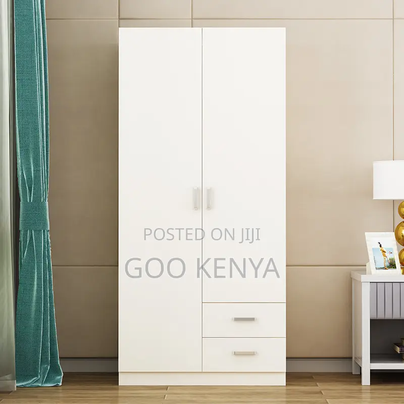 Home Wardrobe; 2-Door Bedroom Clothes Wardrobe With Drawers and Locks