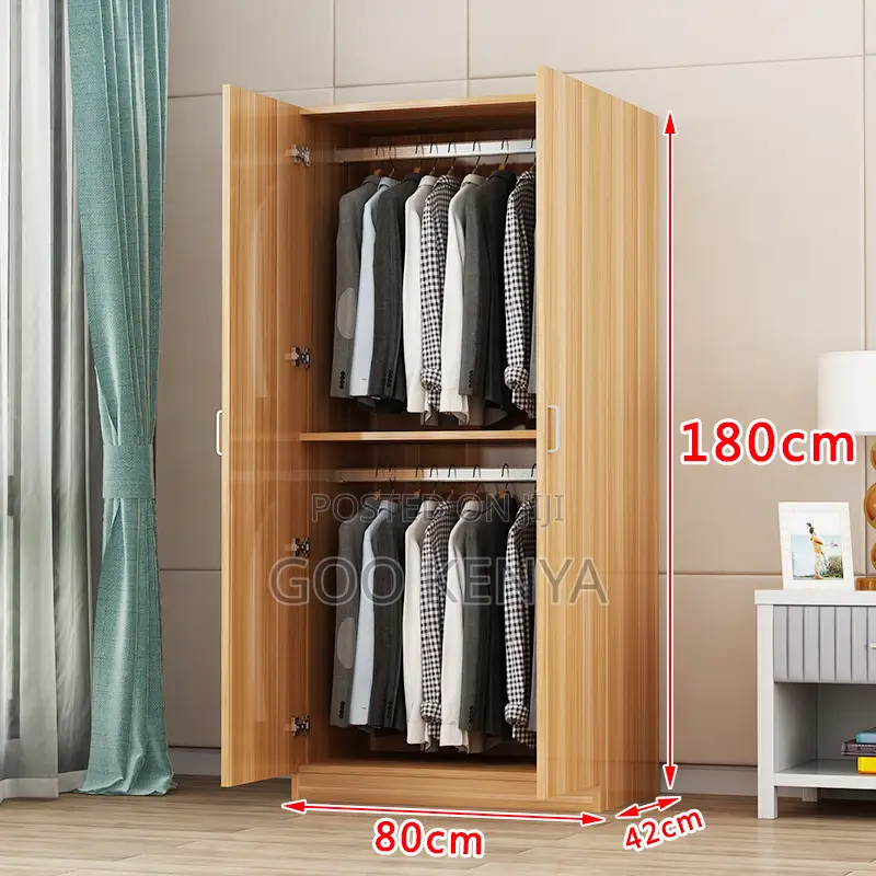 Home Wardrobe; 2-Door Bedroom Clothes Wardrobe With Drawers and Locks
