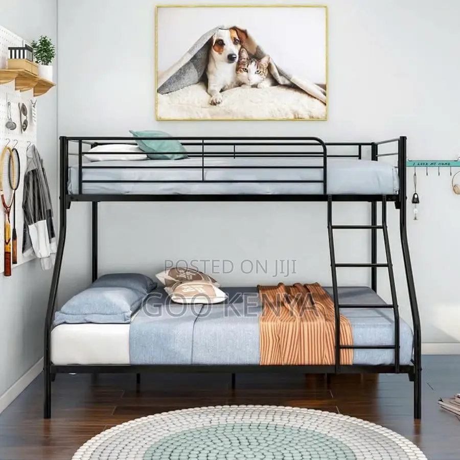 Home Bed; Modern Metal Double Bed With Built-in Stairs