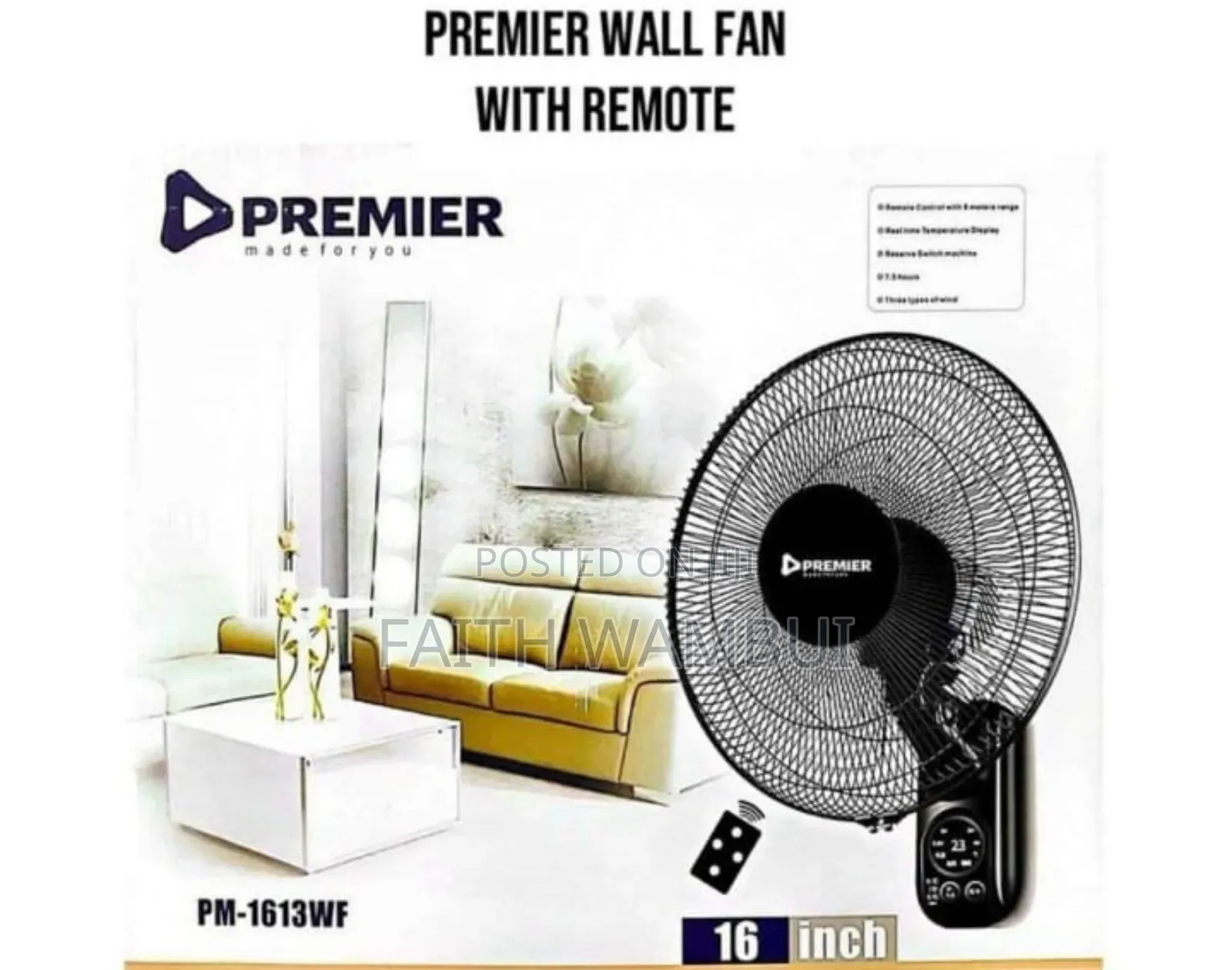 Premier Wall Fan With Remote/Wall Fan With Remote